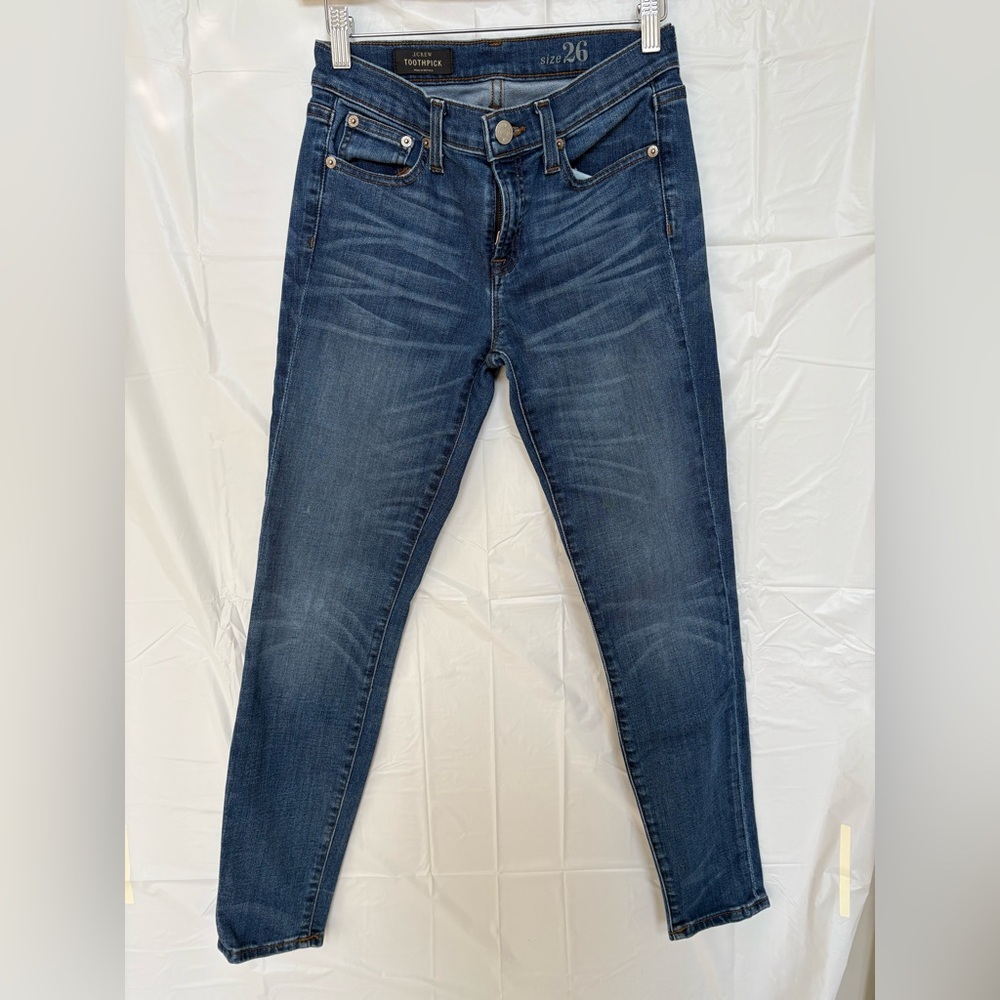 Crew Toothpick Skinny Jeans Size 26 | Medium Wash Stretch Denim